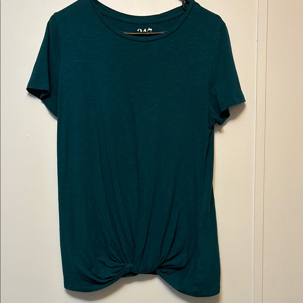 Maurices Green Relaxed Tie Front Short Sleeve Tee